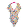 Strój kąpielowy jednoczęściowy L kwiatowy falbanka