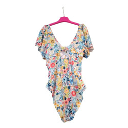 Strój kąpielowy jednoczęściowy L kwiatowy falbanka