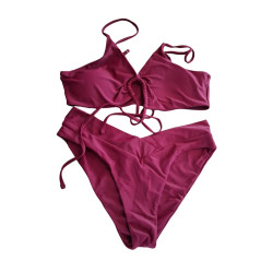 Bikini M bordowe wiązane eleganckie strój kąpielowy