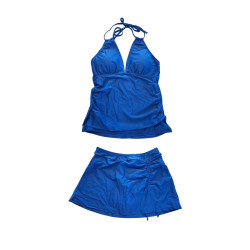 Strój plażowy kąpielowy niebieski tankini spódniczka i bluzka S