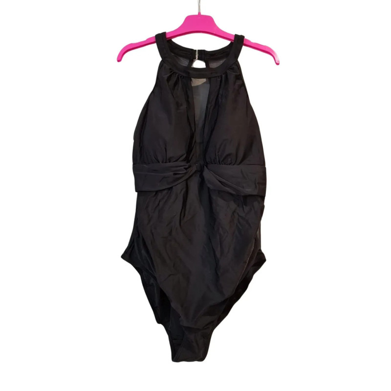 Strój kąpielowy jednoczęściowy czarny modelujący z siateczką XL