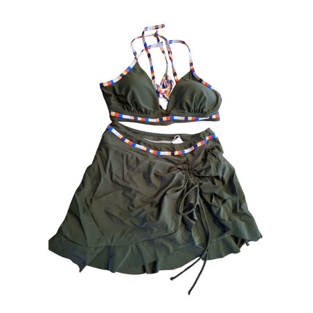 Strój kąpielowy bikini zielone ze spódniczką S