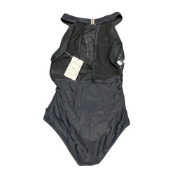 Strój kąpielowy jednoczęściowy czarny wzór tropikalny M