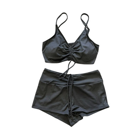 Strój kąpielowy dwuczęściowy czarny sportowy M