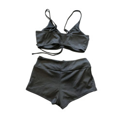 Strój kąpielowy dwuczęściowy czarny sportowy M