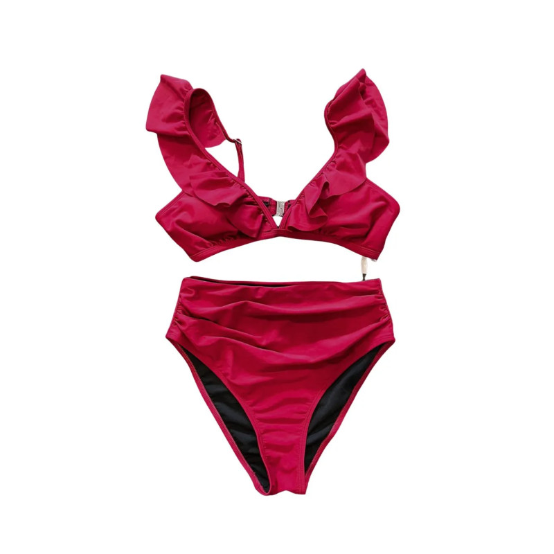 Strój kąpielowy bikini czerwony AiMage z falbanką S