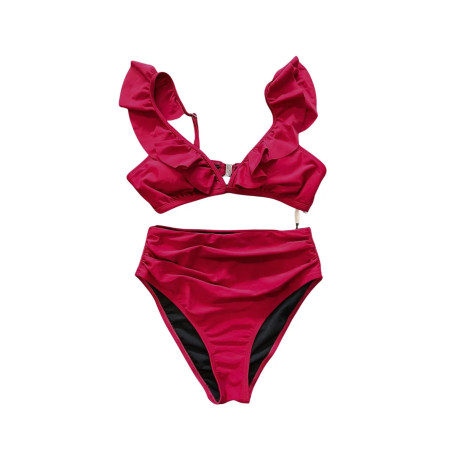 Strój kąpielowy bikini czerwony AiMage z falbanką S