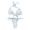 Bikini białe z niebieskim wiązane minimalistyczne S/M