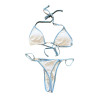 Bikini białe z niebieskim wiązane minimalistyczne S/M