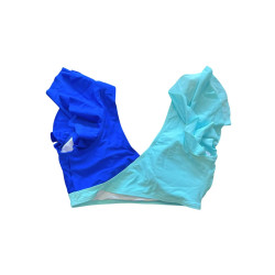 Bikini niebiesko-miętowe asymetryczne z falbanką M