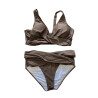 Bikini brązowe modelujące z wysokim stanem 2XL