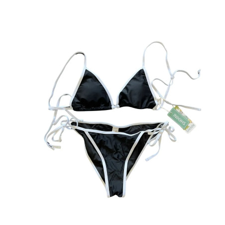 Bikini damskie SHEKINI czarno-białe wiązane nowe z metką S