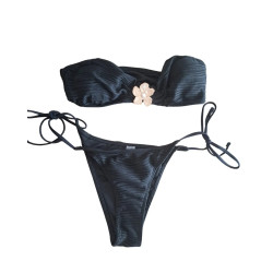 Bikini damskie czarne bandeau wiązane S