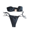 Bikini damskie czarne bandeau wiązane S