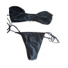 Bikini damskie czarne bandeau wiązane S