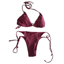 Bikini damskie bordowe wiązane rozmiar XS