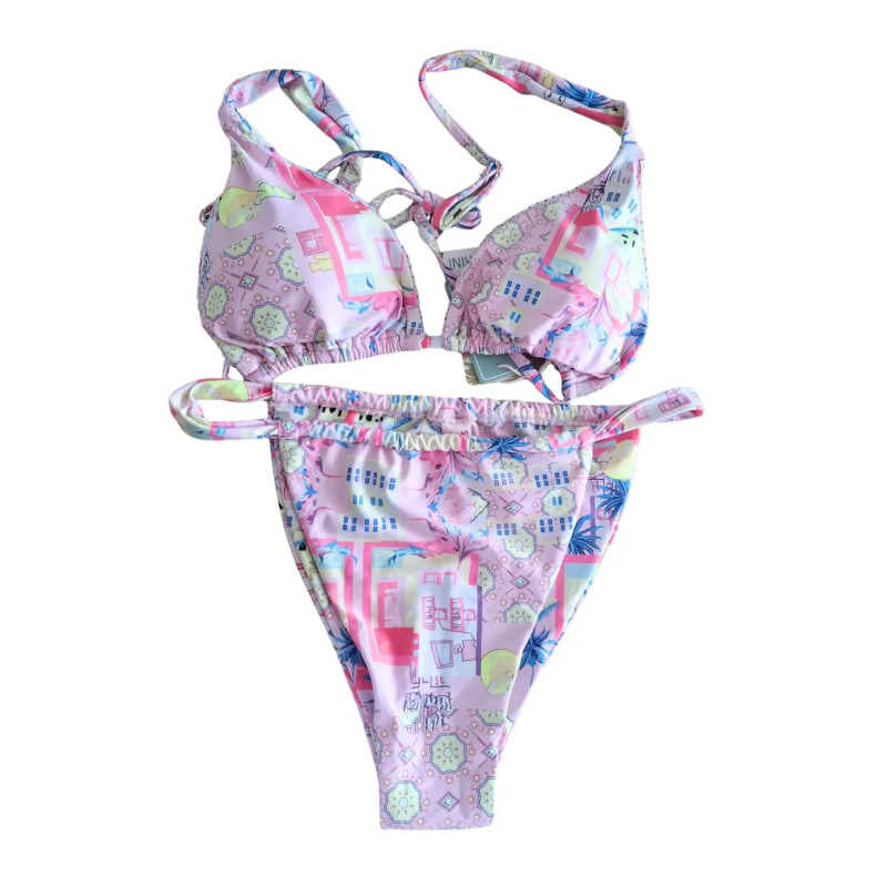Bikini damskie pastelowe wzory strój kąpielowy XL