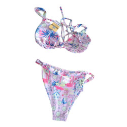 Bikini damskie pastelowe wzory strój kąpielowy XL