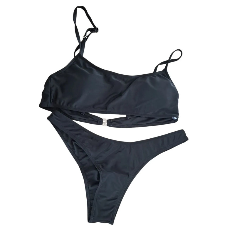 Bikini damskie czarne asymetryczne strój kąpielowy M
