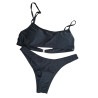 Bikini damskie czarne asymetryczne strój kąpielowy M