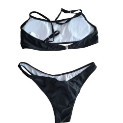 Bikini damskie czarne asymetryczne strój kąpielowy M