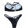 Bikini damskie czarne asymetryczne strój kąpielowy M