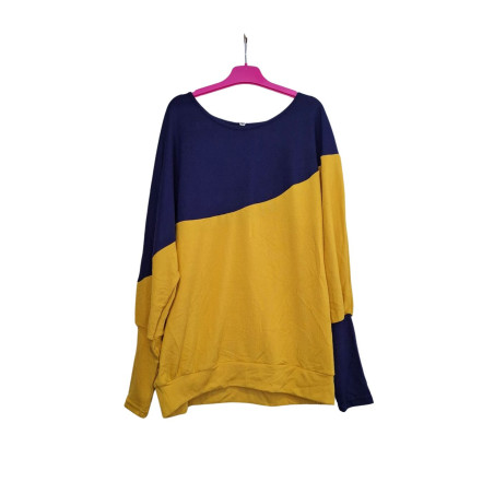 Bluza damska oversize granatowo-musztardowa L