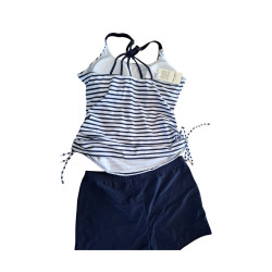 Strój kąpielowy damski tankini granatowo-biały M
